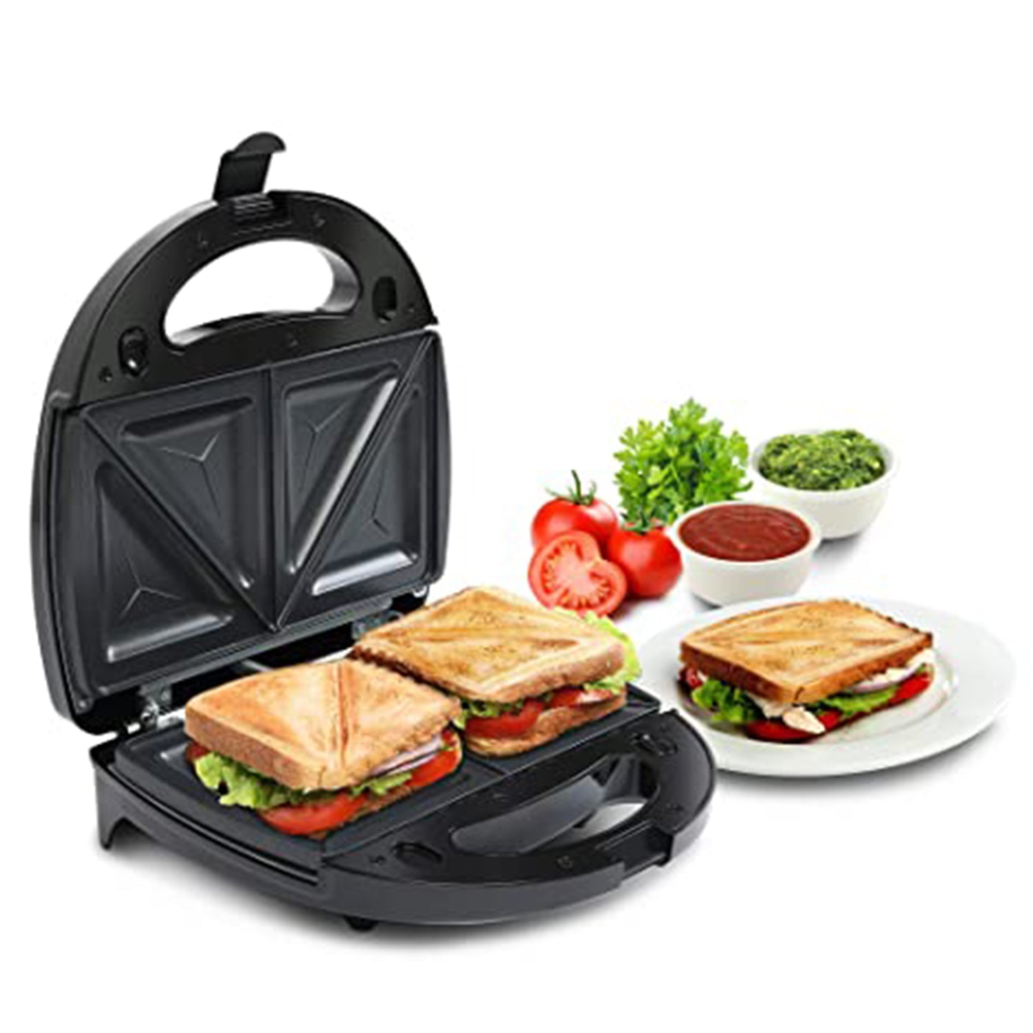 2819 Sandwich Maker Makes Sandwich Non-Stick Plates| Easy to Use with Indicator Lights DeoDap 2819 Sandwich Maker Makes Sandwich Non-Stick Plates| Easy to Use with Indicator Lights DeoDap